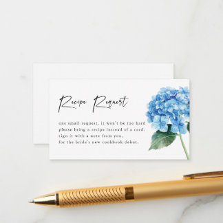 Modern Blue Hydrangea Floral Bridal Shower Enclosure Card