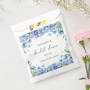 Modern Blue Hydrangea Floral Bridal Shower Favor Bag