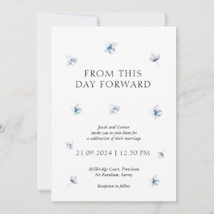 Modern Blue Hydrangea Floral Wedding Invitation