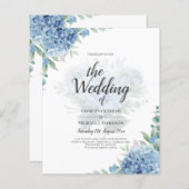 Modern Blue Hydrangea Floral Wedding Invitation (Front/Back)