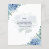 Modern Blue Hydrangea Floral Wedding Invitation (Back)