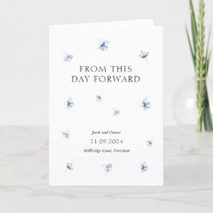 Modern Blue Hydrangea Floral Wedding Program