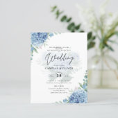 Modern Blue Hydrangea PHOTO Wedding Invitation (Standing Front)