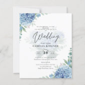 Modern Blue Hydrangea PHOTO Wedding Invitation (Front)