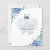 Modern Blue Hydrangea Wedding Invitation QR Code (Back)