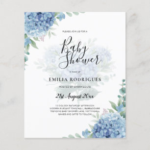 Modern Blue Hydrangea Wedding Invitation QR Code Flyer