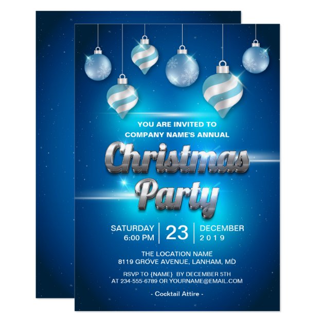 Modern Blue Impressive Corporate Christmas Party Invitation