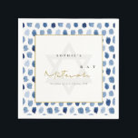 MODERN BLUE INDIGO WATERCOLOR DOTS BAR BAT MITZVAH NAPKINS<br><div class="desc">If you need any further customisation or any other matching items,  please feel free to contact me at info@yellowfebstudio.com</div>