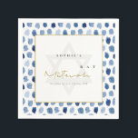 MODERN BLUE INDIGO WATERCOLOR DOTS BAR BAT MITZVAH NAPKINS<br><div class="desc">If you need any further customisation or any other matching items,  please feel free to contact me at info@yellowfebstudio.com</div>