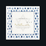 MODERN BLUE INDIGO WATERCOLOR DOTS BAR BAT MITZVAH NAPKINS<br><div class="desc">If you need any further customisation or any other matching items,  please feel free to contact me at info@yellowfebstudio.com</div>