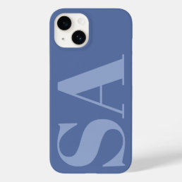 Modern blue initial minimal monogram contemporary Case-Mate iPhone 14 case