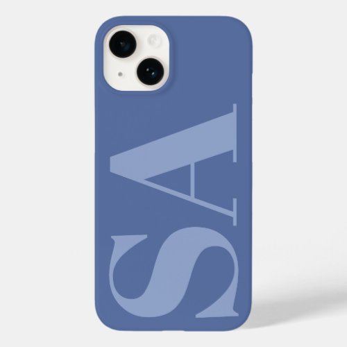 Modern blue initial minimal monogram contemporary Case_Mate iPhone 14 case