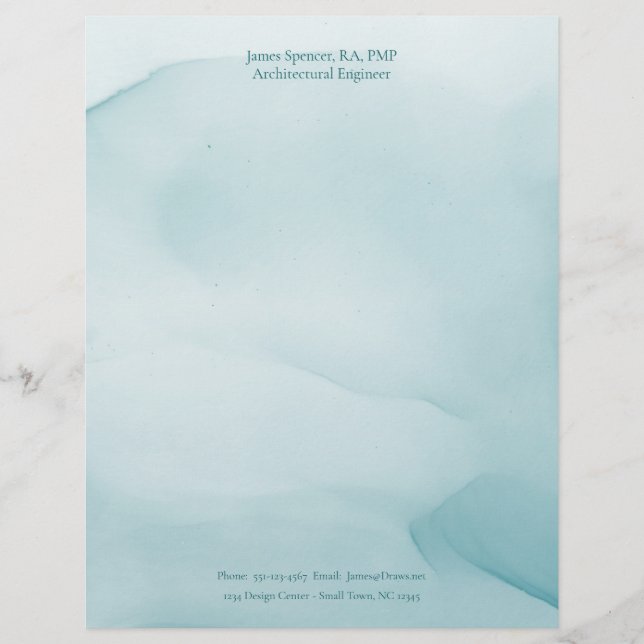 Modern Blue Ink Design Personalized Stationery  (Front)