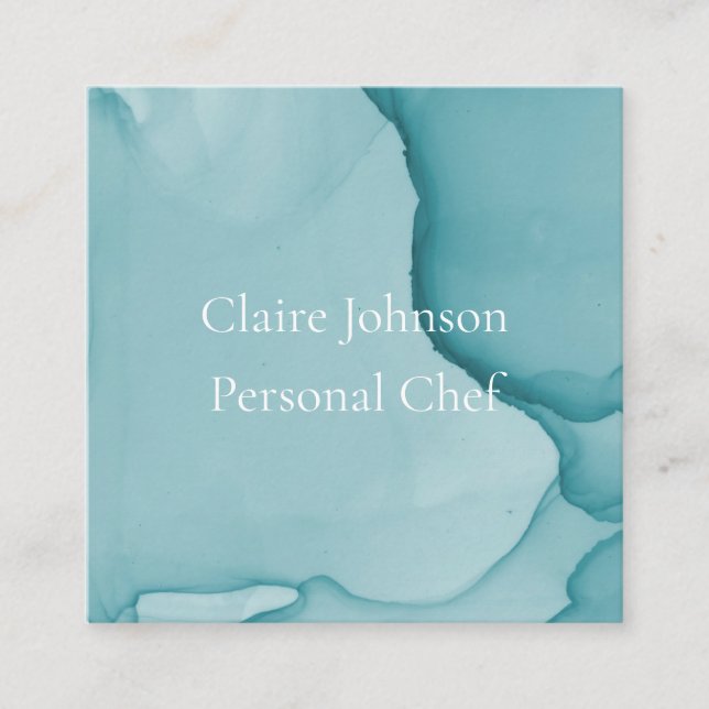 Modern Blue Ink Watercolor Business Card (Front)