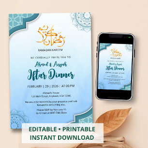 Modern Blue Islamic Iftar Invitation