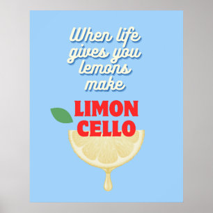 Modern Blue Italian Limoncello Kitchen Bar  Poster