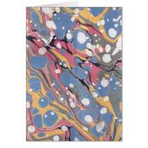 Modern Blue Italian Marbled Paper Thank You Card