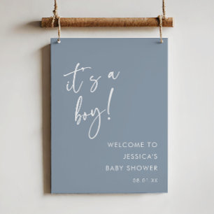 Modern Blue It's a Boy Baby Shower Welcome Sign