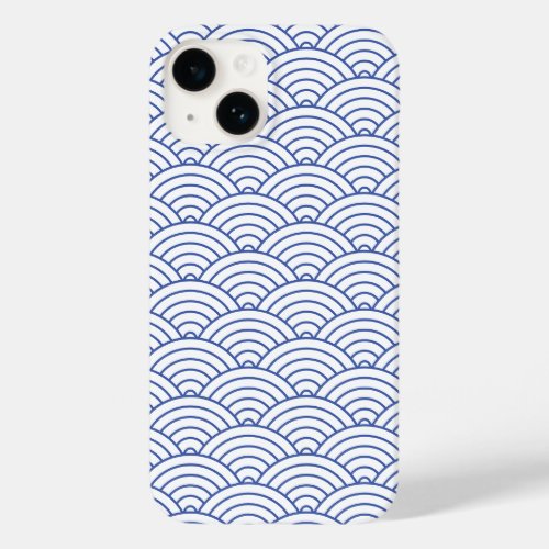 Modern Blue Japanese Wave Geometric Pattern Case_Mate iPhone 14 Case