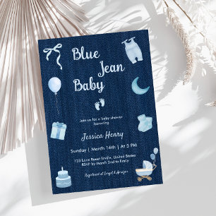 Modern Blue Jean Baby Denim Baby Shower Invitation