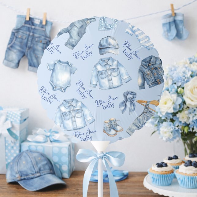 Modern Blue Jean Baby Denim Themed Baby Shower Balloon (Modern Blue Jean Baby Denim Themed Baby Shower Balloon)