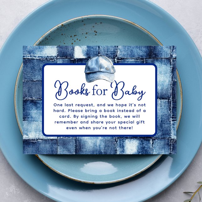 Modern Blue Jean Baby Denim Themed Book Request Enclosure Card (Modern Blue Jean Baby Denim Themed Book Request Enclosure Card)