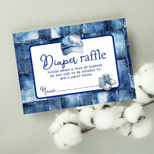 Modern Blue Jean Baby Denim Themed Diaper Raffle Enclosure Card
