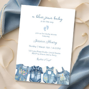 Modern Blue Jean Baby is on the way Baby Shower Invitation