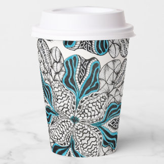 Modern Blue Kaleidoscope Abstract Art Paper Cups