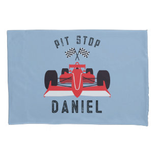 Modern Blue Kids Red Racing Car Pillow Case