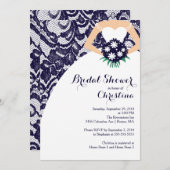 Modern Blue Lace Bride Bridal Shower Invitation (Front/Back)