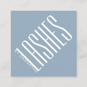 Modern blue lash thin typography square business card