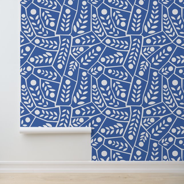 Modern blue Leaves And Shapes Wallpaper (Application)