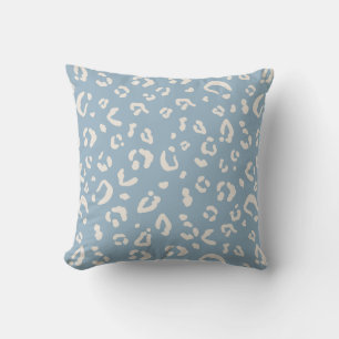 Modern Blue Leopard Abstract Cheetah Spots Pattern Throw Pillow