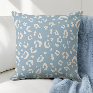 Modern Blue Leopard Abstract Cheetah Spots Pattern Throw Pillow