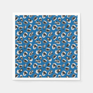 Modern Blue Leopard Animal Print Pattern Napkins