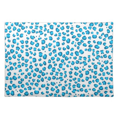 Modern Blue Leopard Pattern Animal Print Cloth Placemat