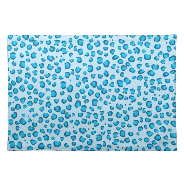 Modern Blue Leopard Pattern Animal Print Cloth Placemat (Front)