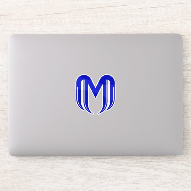 Modern Blue Letter M Minimal  Sticker (Computer)