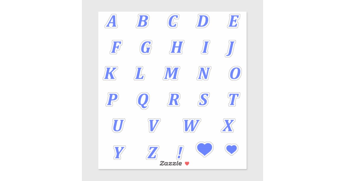Modern Blue Letters | Monogram Alphabet Stickers | Zazzle