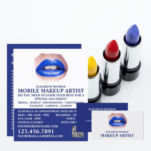 Modern Blue Lips, Makeup Artist Advertising Flyer (Creator Uploaded)