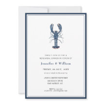 Modern Blue Lobster Rehearsal Dinner Invitation