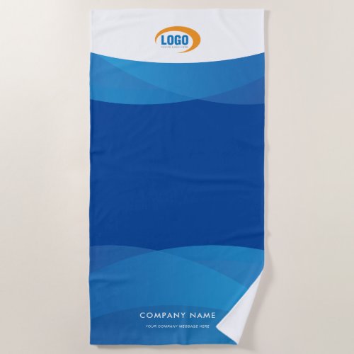 Modern Blue Logo Beach Towel