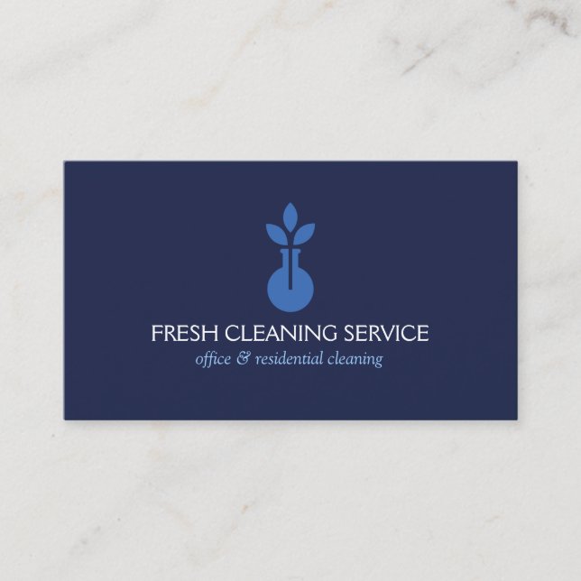 Modern Blue Logo Cleaning Service and Hospitality Business Card (Front)