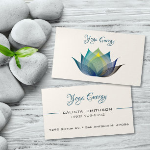 Modern Blue Lotus Flower Art Elegant Unique Yoga Business Card