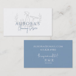 Modern Blue Maid & House Cleaning Service Business Card