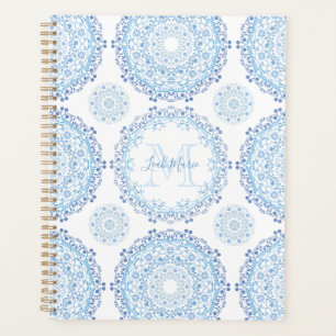 Modern Blue Mandala Monogrammed Chic Planner