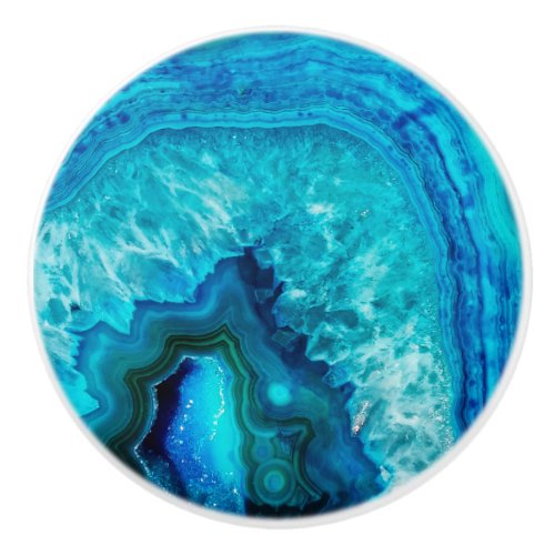 Modern Blue Marble Agate Ceramic Knob