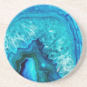 Modern Blue Marble Agate Coaster