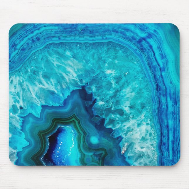 Modern Blue Marble Agate Mouse Pad (Front)